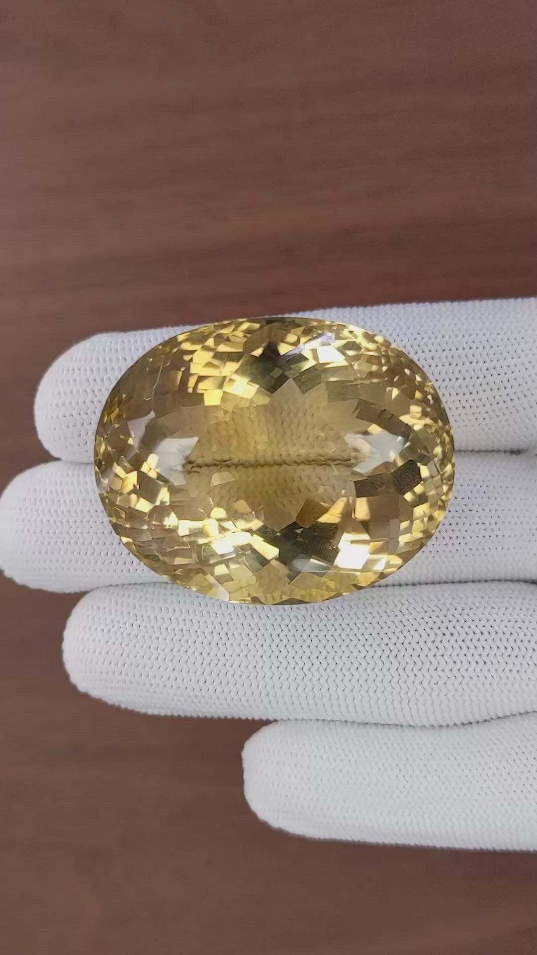 201.37 Ct. Yellow Citrine from Ceylon (Sri Lanka) Size Video