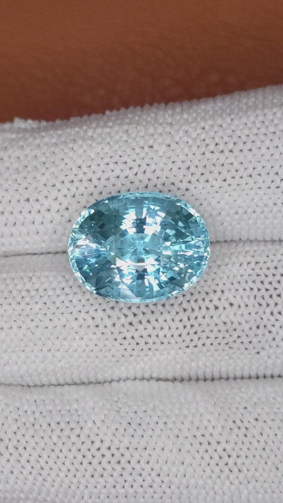 11.86 Ct. Blue Aquamarine from Brazil Size Video