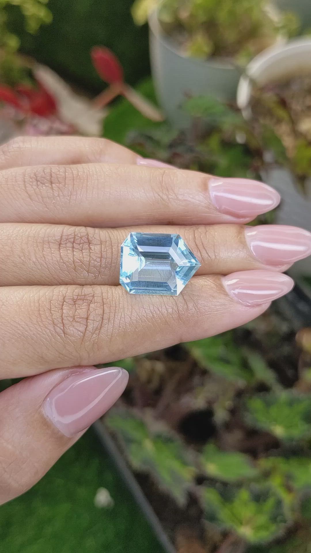 9.66 Ct. Blue Aquamarine from Brazil Size Video