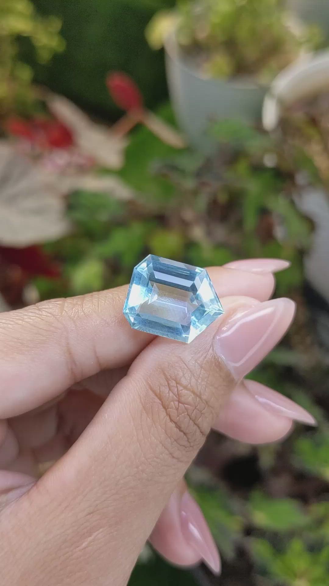 9.66 Ct. Blue Aquamarine from Brazil Size Video