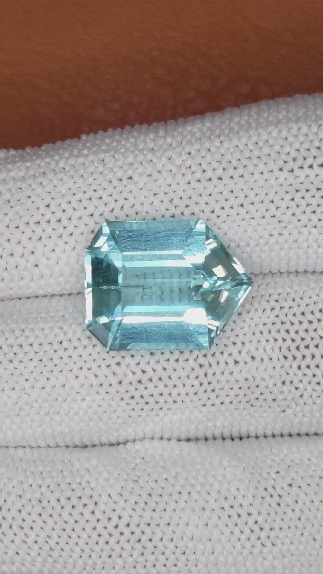 9.66 Ct. Blue Aquamarine from Brazil Size Video