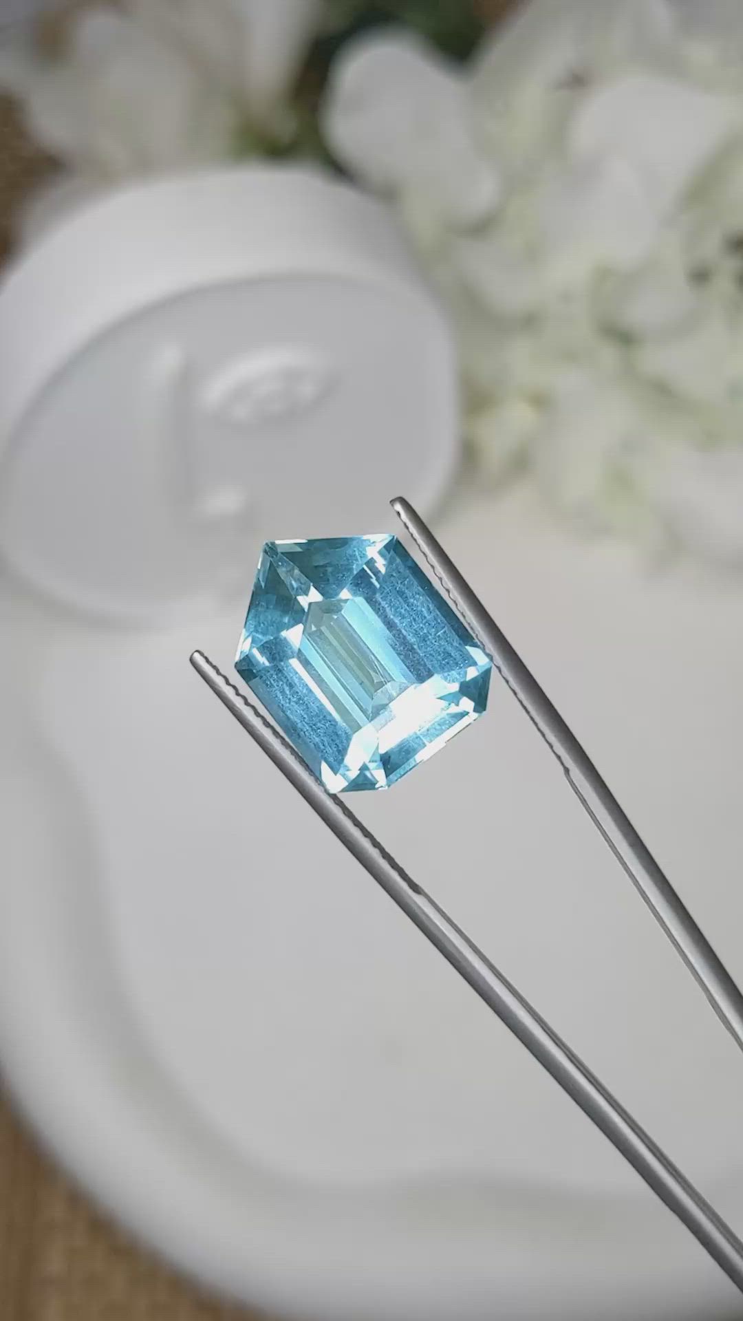 9.66 Ct. Blue Aquamarine from Brazil Size Video