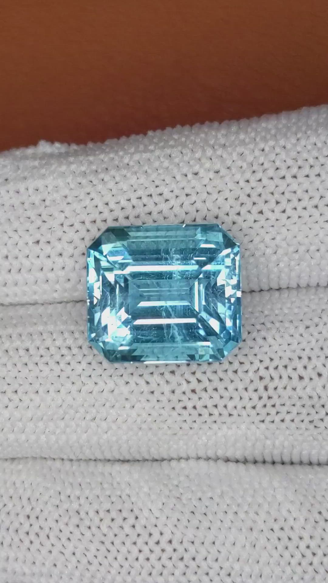 12.66 Ct. Blue Aquamarine from Brazil Size Video