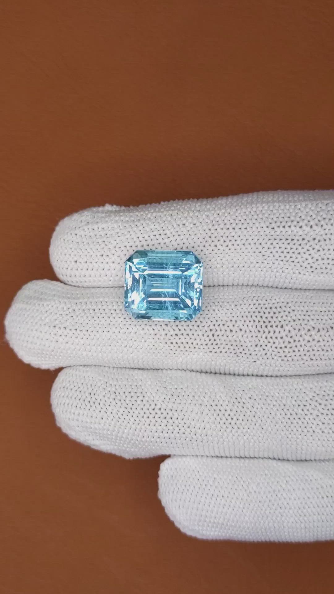 12.66 Ct. Blue Aquamarine from Brazil Size Video