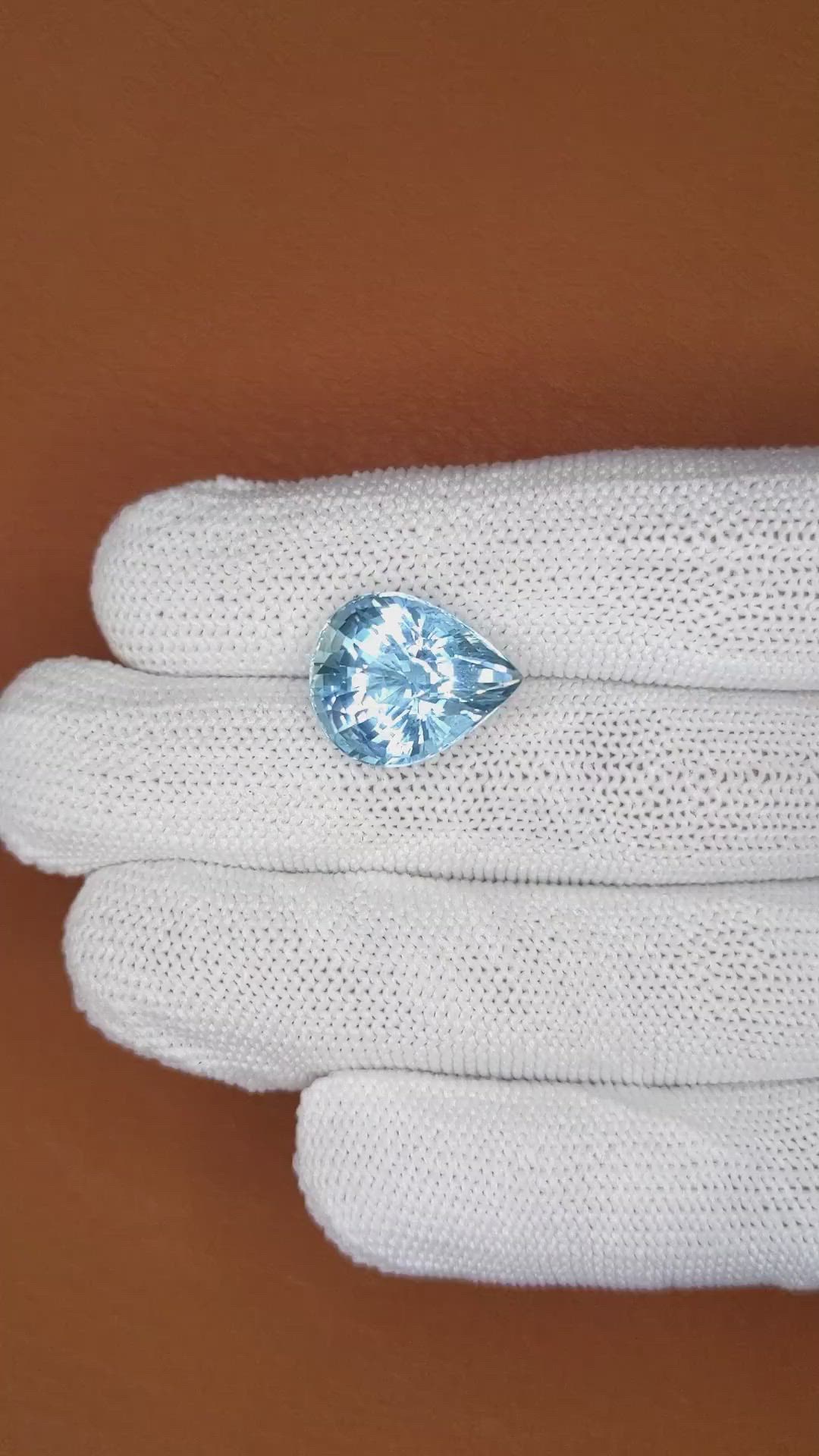 9.34 Ct. Blue Aquamarine from Brazil Size Video