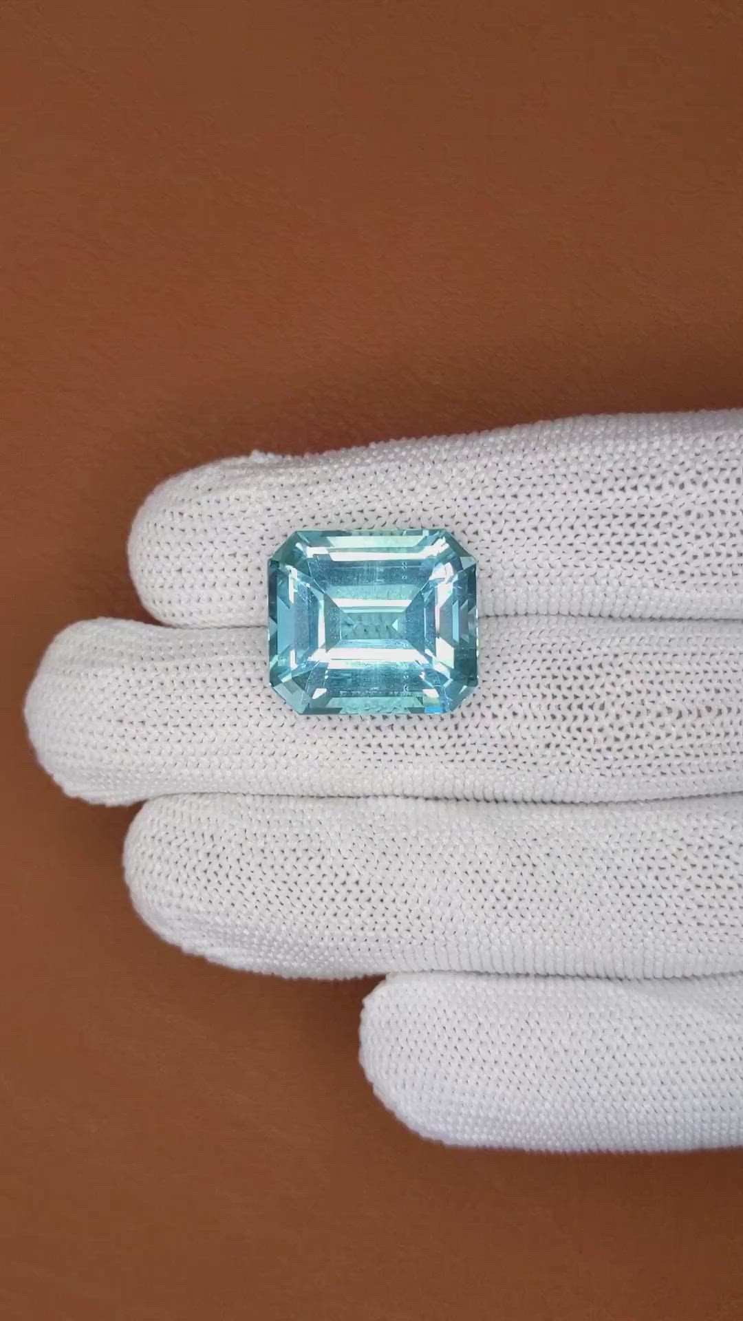 19.82 Ct. Blue Aquamarine from Brazil Size Video