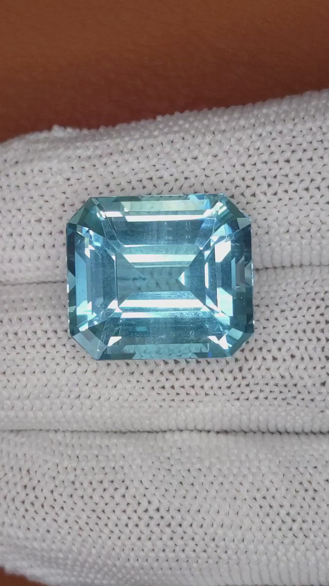 19.82 Ct. Blue Aquamarine from Brazil Size Video