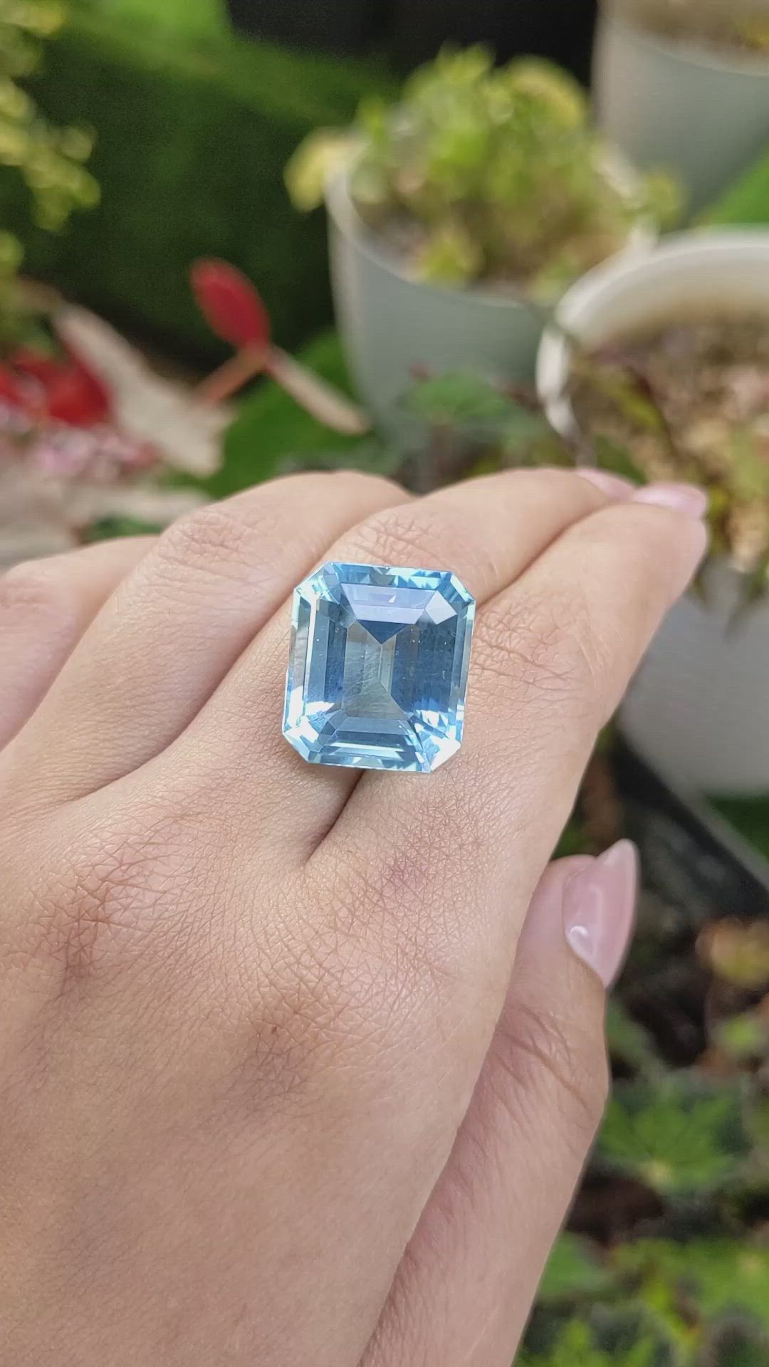 19.82 Ct. Blue Aquamarine from Brazil Size Video