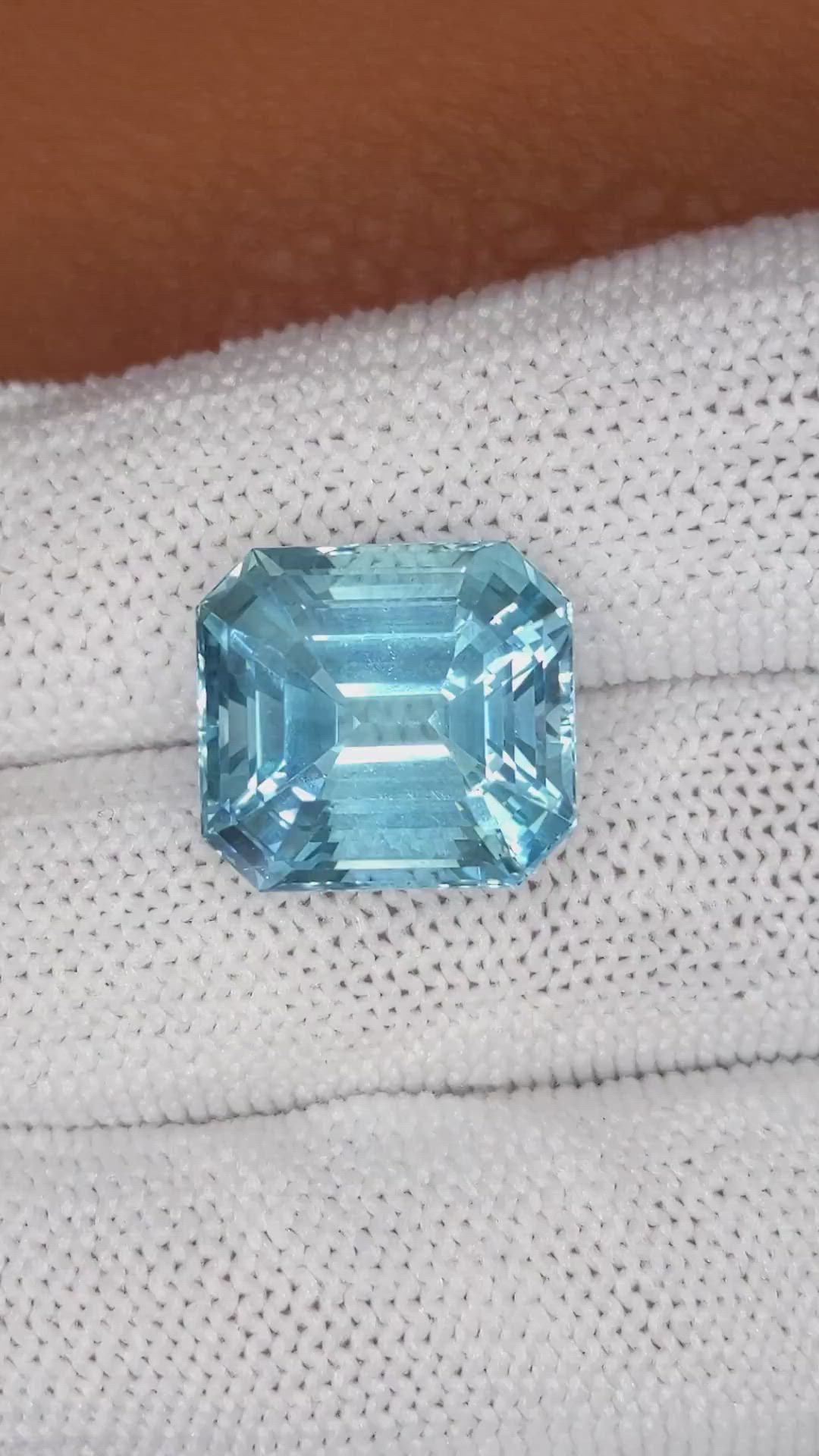 13.02 Ct. Blue Aquamarine from Brazil Size Video