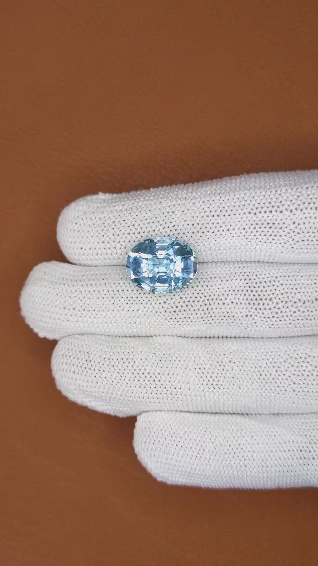 7.88 Ct. Blue Aquamarine from Brazil Size Video