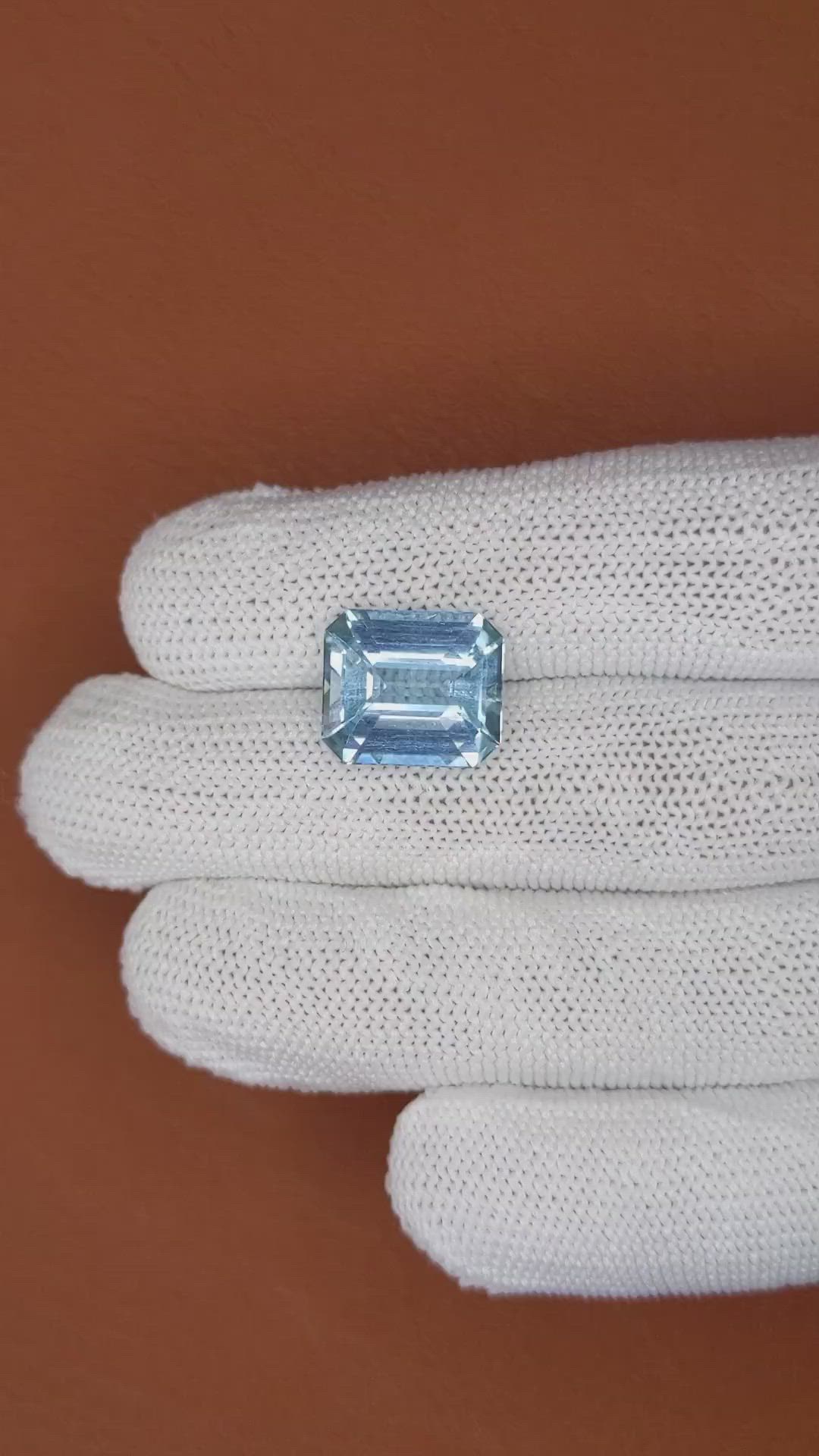 7.69 Ct. Blue Aquamarine from Brazil Size Video