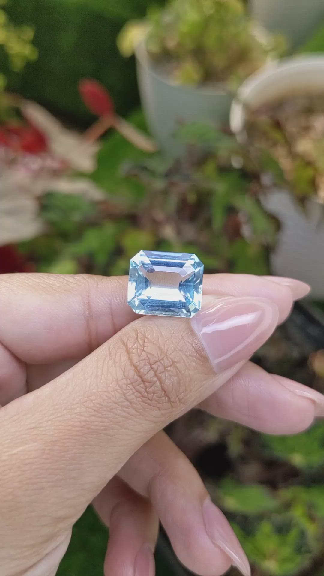7.69 Ct. Blue Aquamarine from Brazil Size Video
