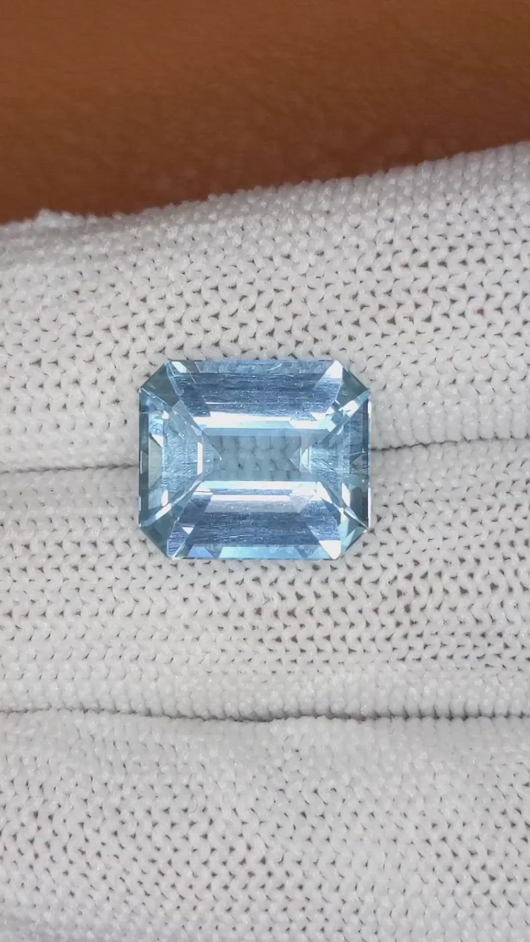 7.69 Ct. Blue Aquamarine from Brazil Size Video