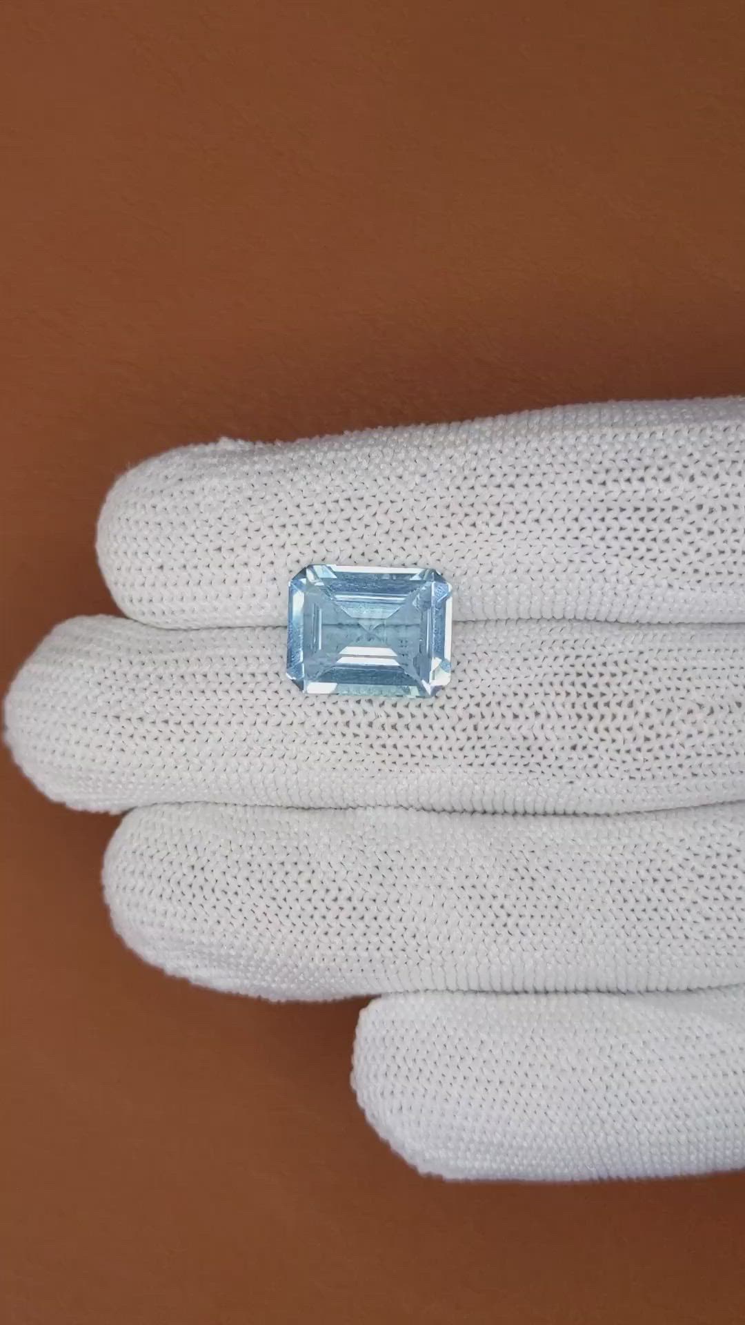 5.69 Ct. Blue Aquamarine from Brazil Size Video