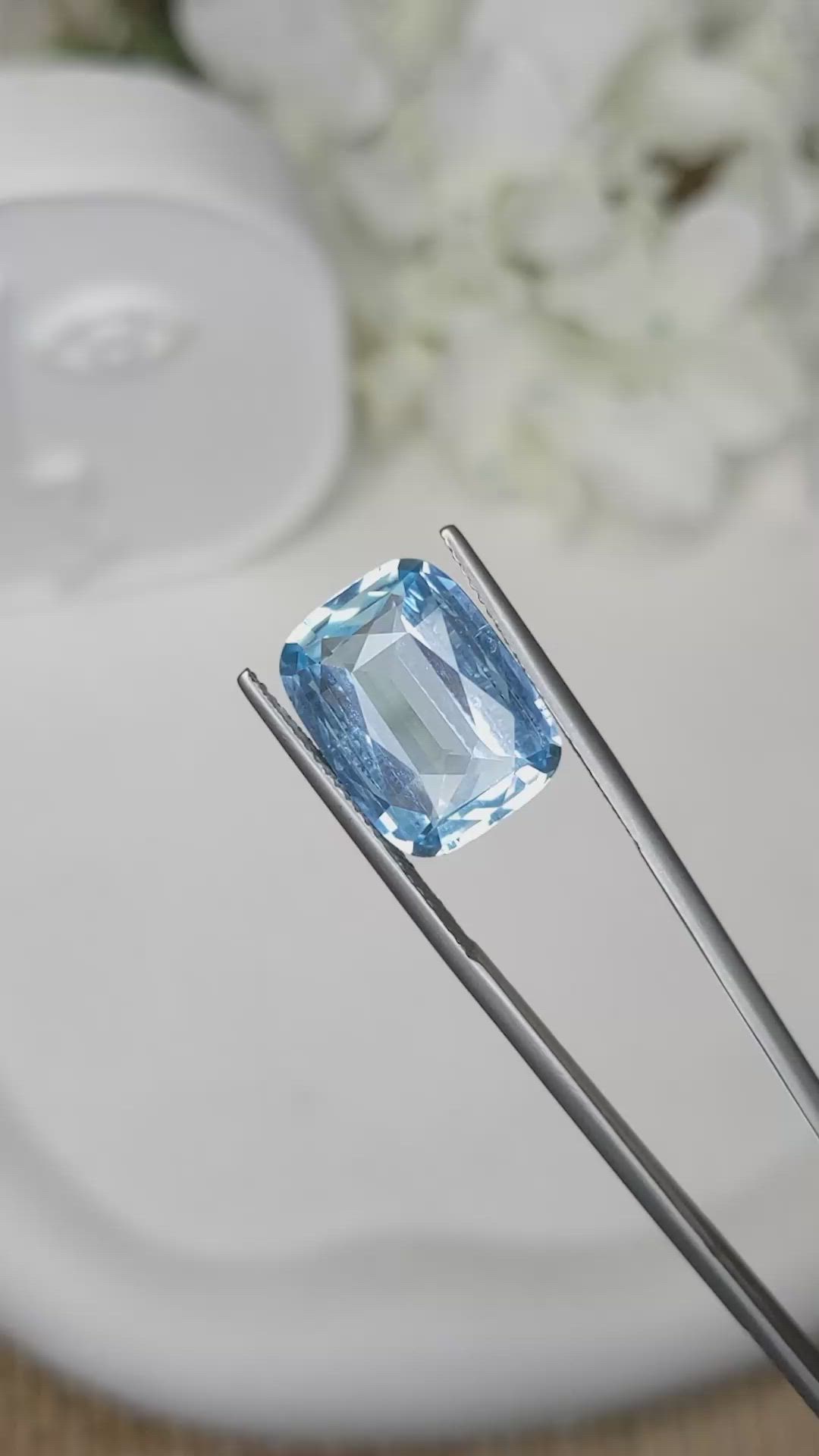 6.65 Ct. Blue Aquamarine from Brazil Size Video