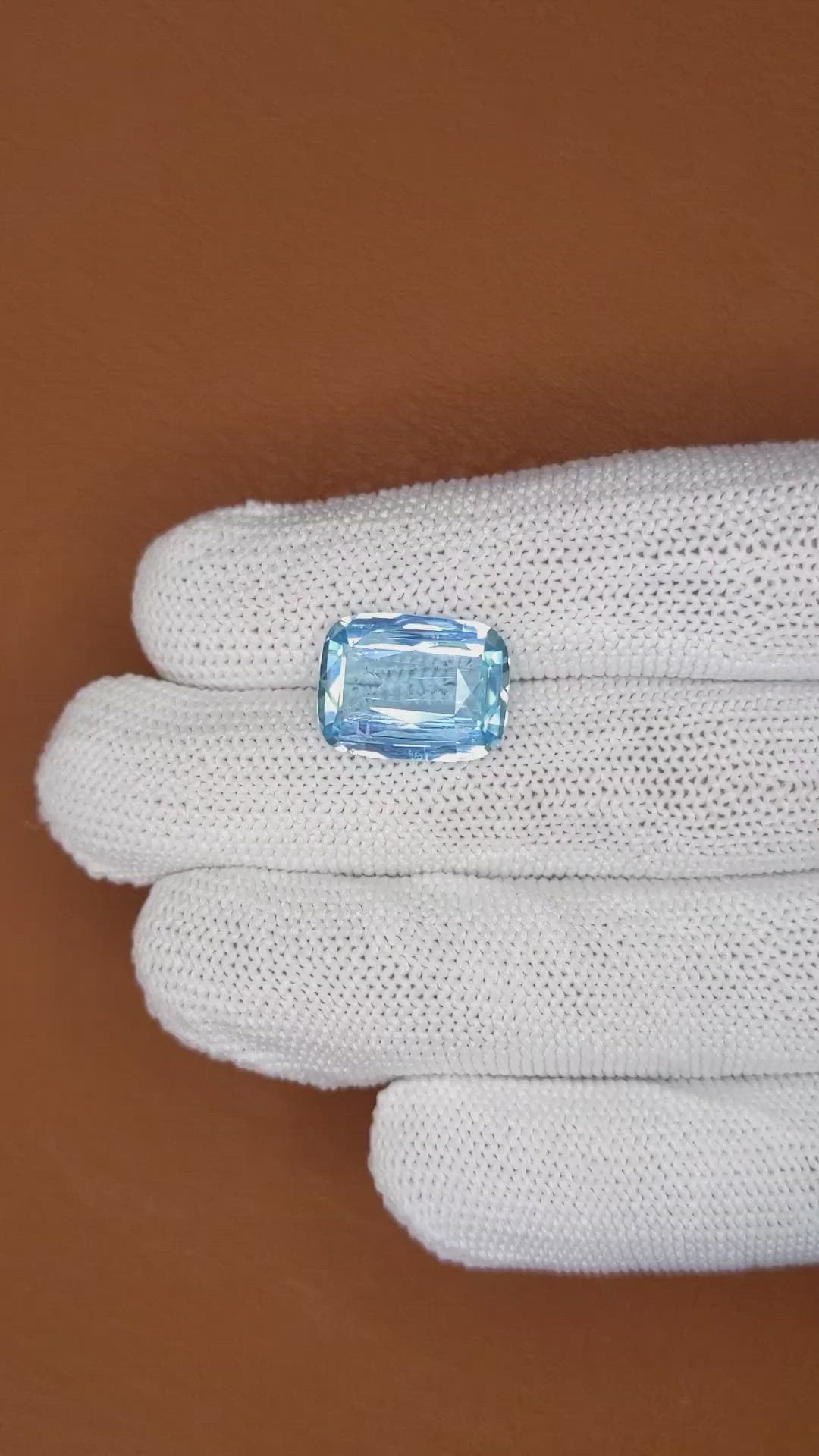 6.65 Ct. Blue Aquamarine from Brazil Size Video