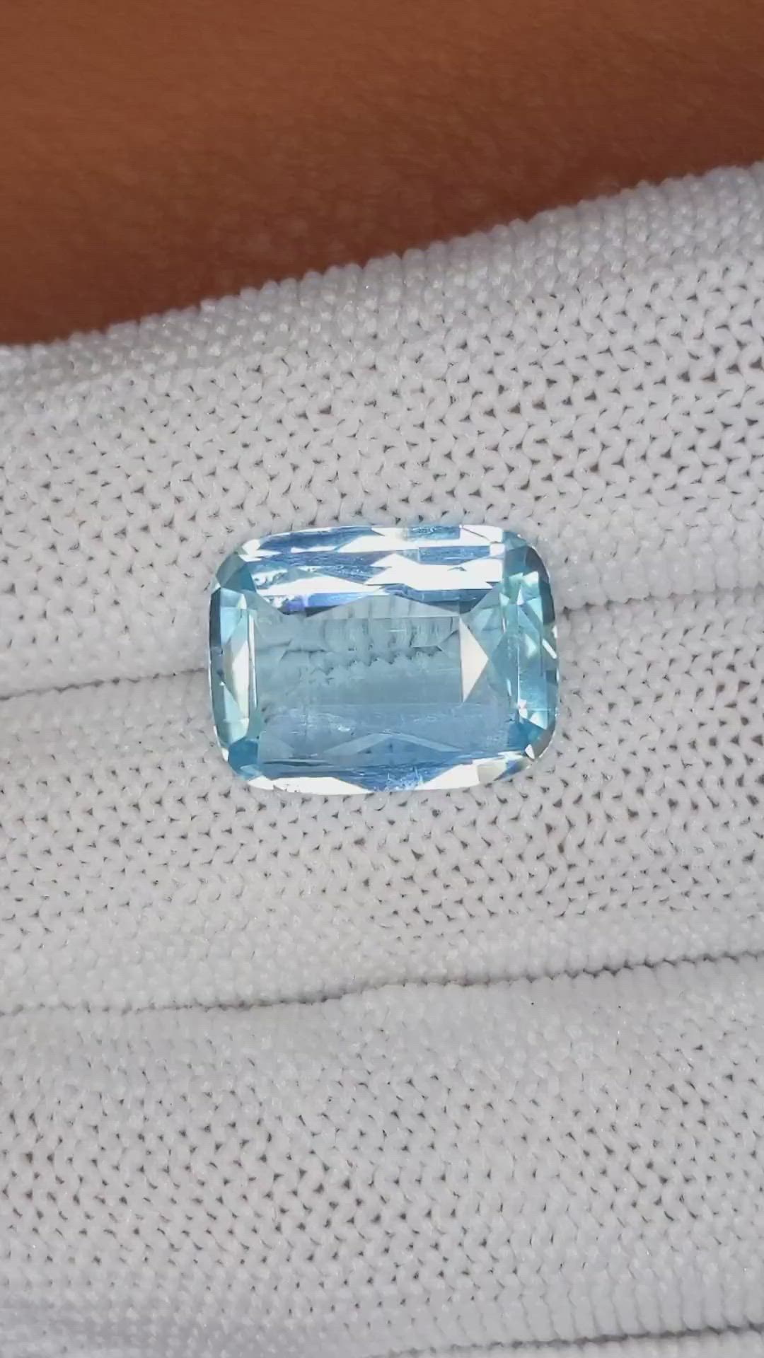 6.65 Ct. Blue Aquamarine from Brazil Size Video