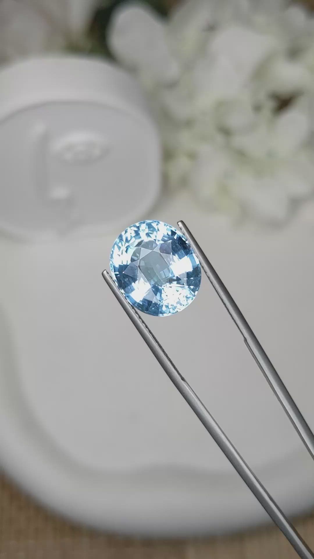 8.57 Ct. Blue Aquamarine from Brazil Size Video