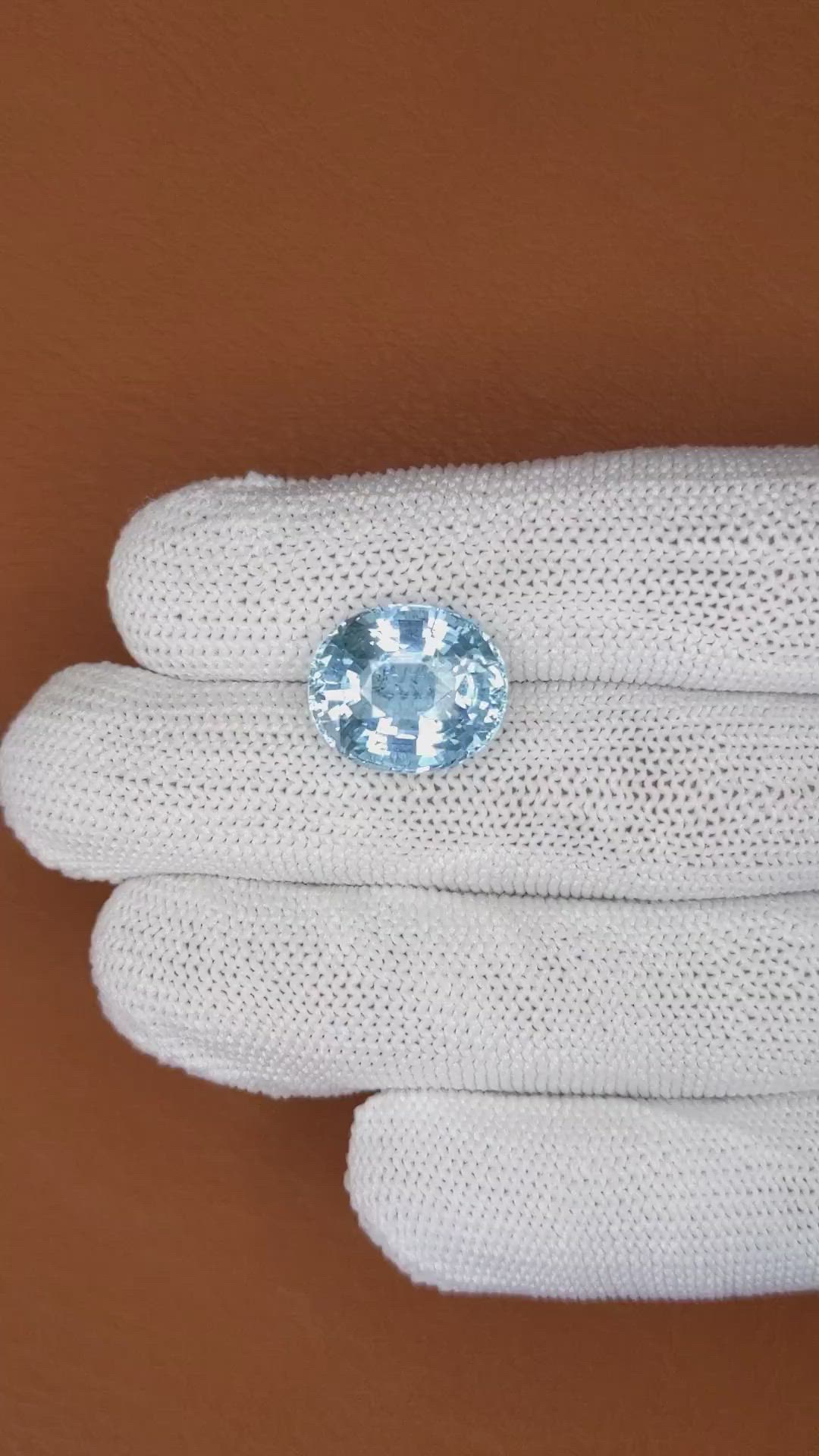 8.57 Ct. Blue Aquamarine from Brazil Size Video