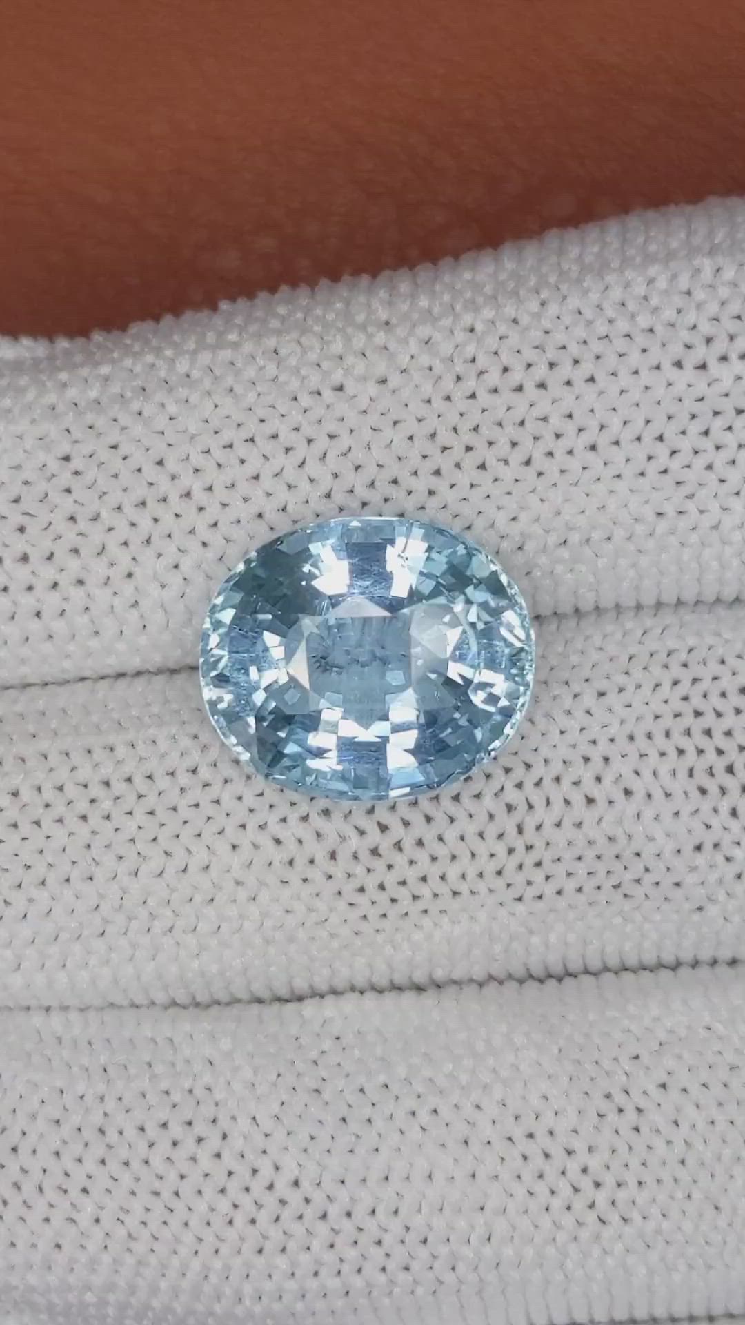 8.57 Ct. Blue Aquamarine from Brazil Size Video