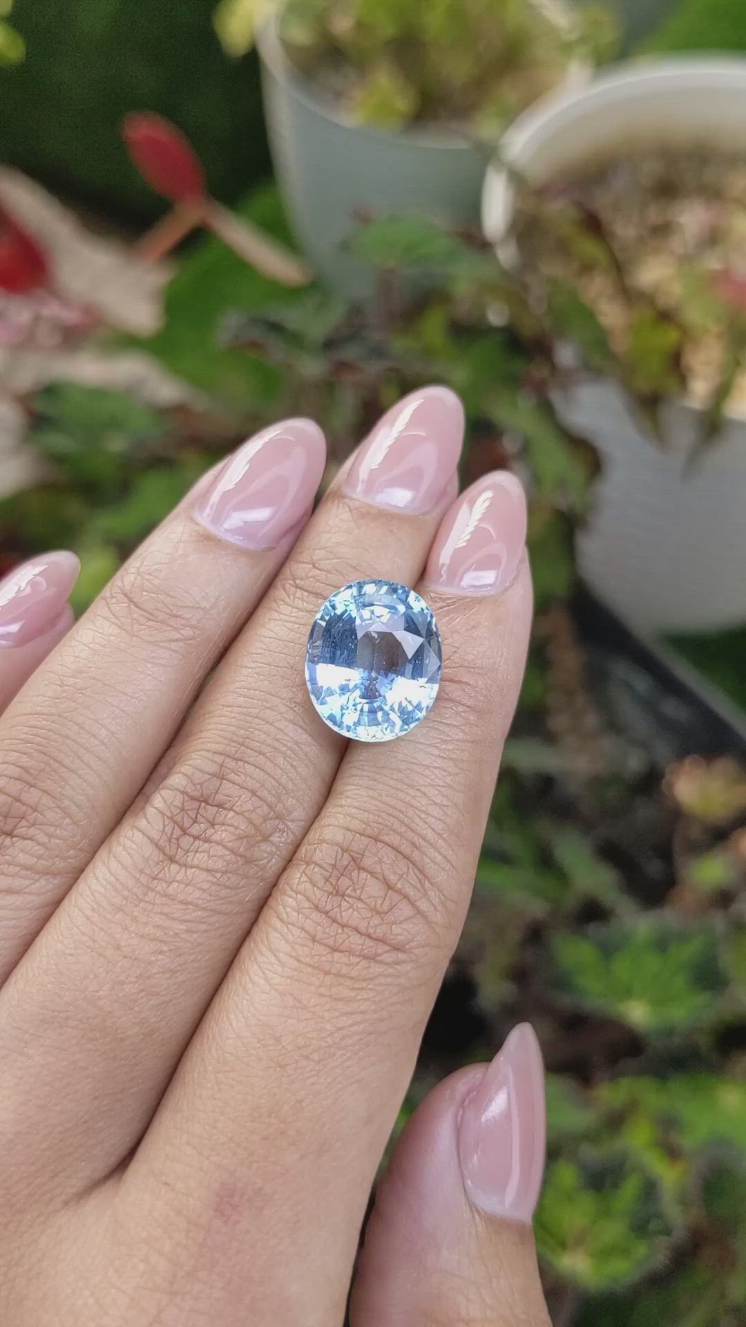 8.57 Ct. Blue Aquamarine from Brazil Size Video