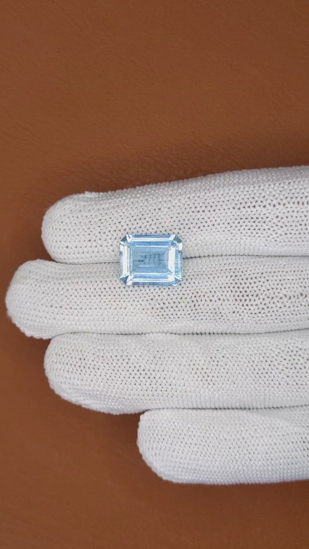 5.41 Ct. Blue Aquamarine from Brazil Size Video