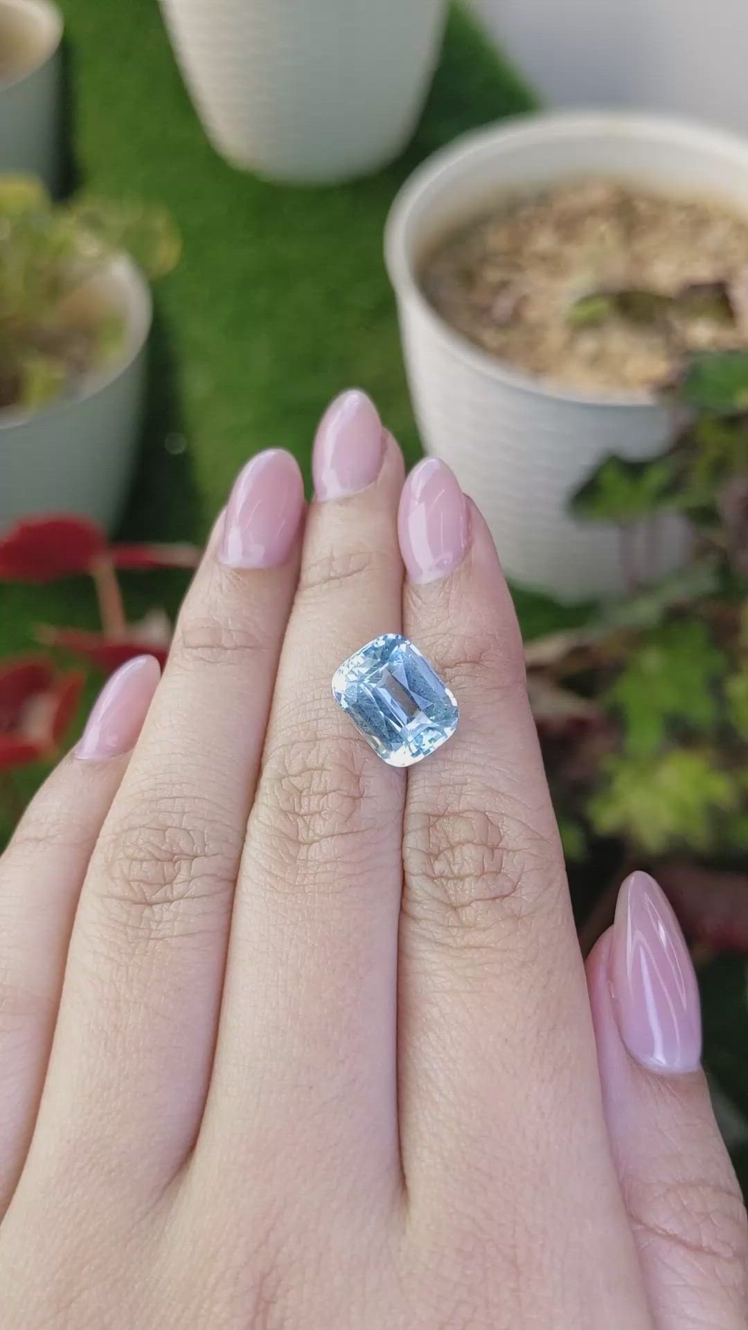 5.80 Ct. Blue Aquamarine from Brazil Size Video