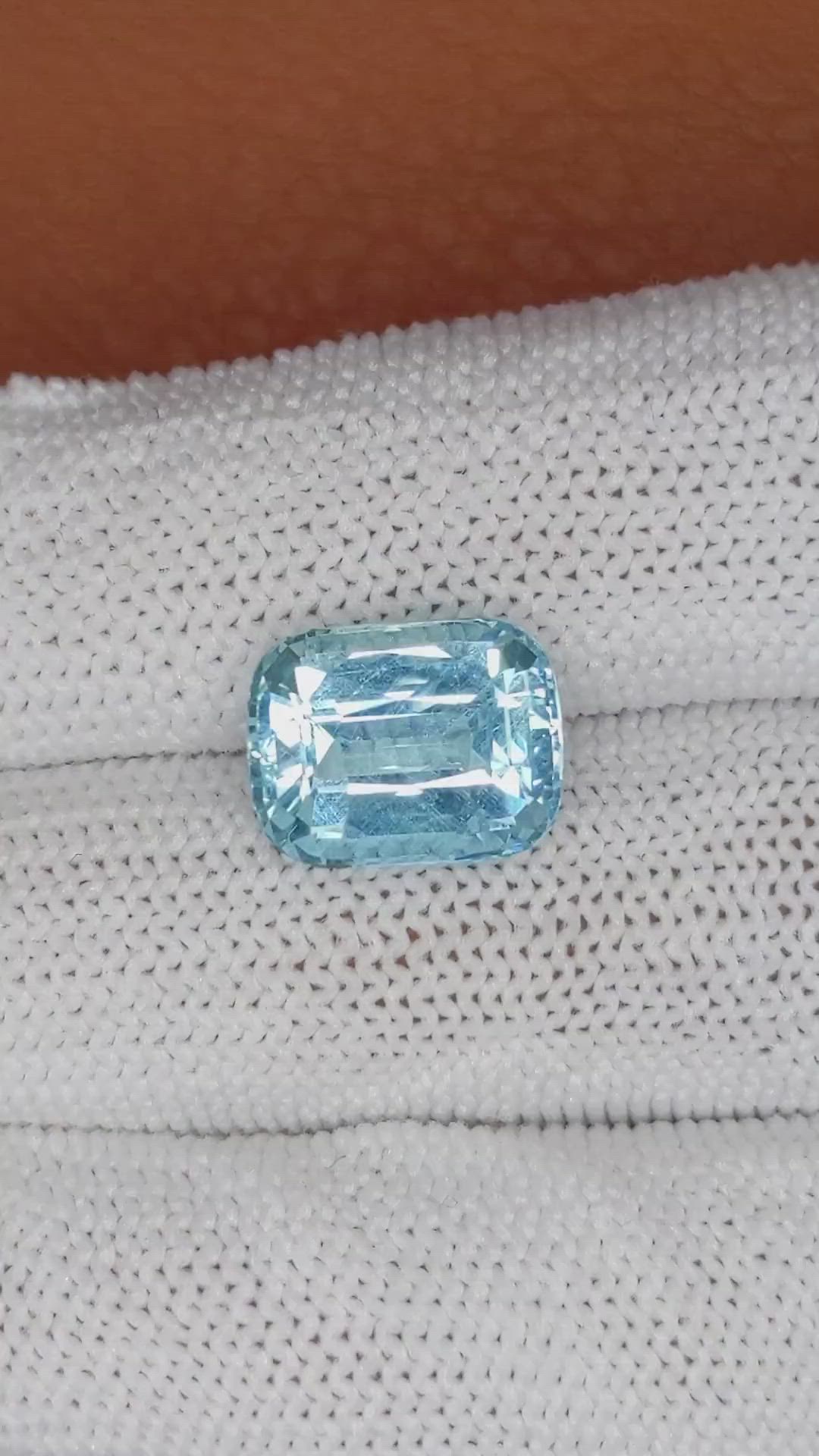 5.80 Ct. Blue Aquamarine from Brazil Size Video