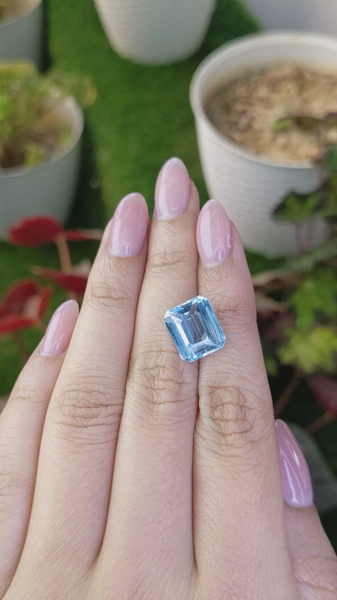 4.97 Ct. Blue Aquamarine from Brazil Size Video