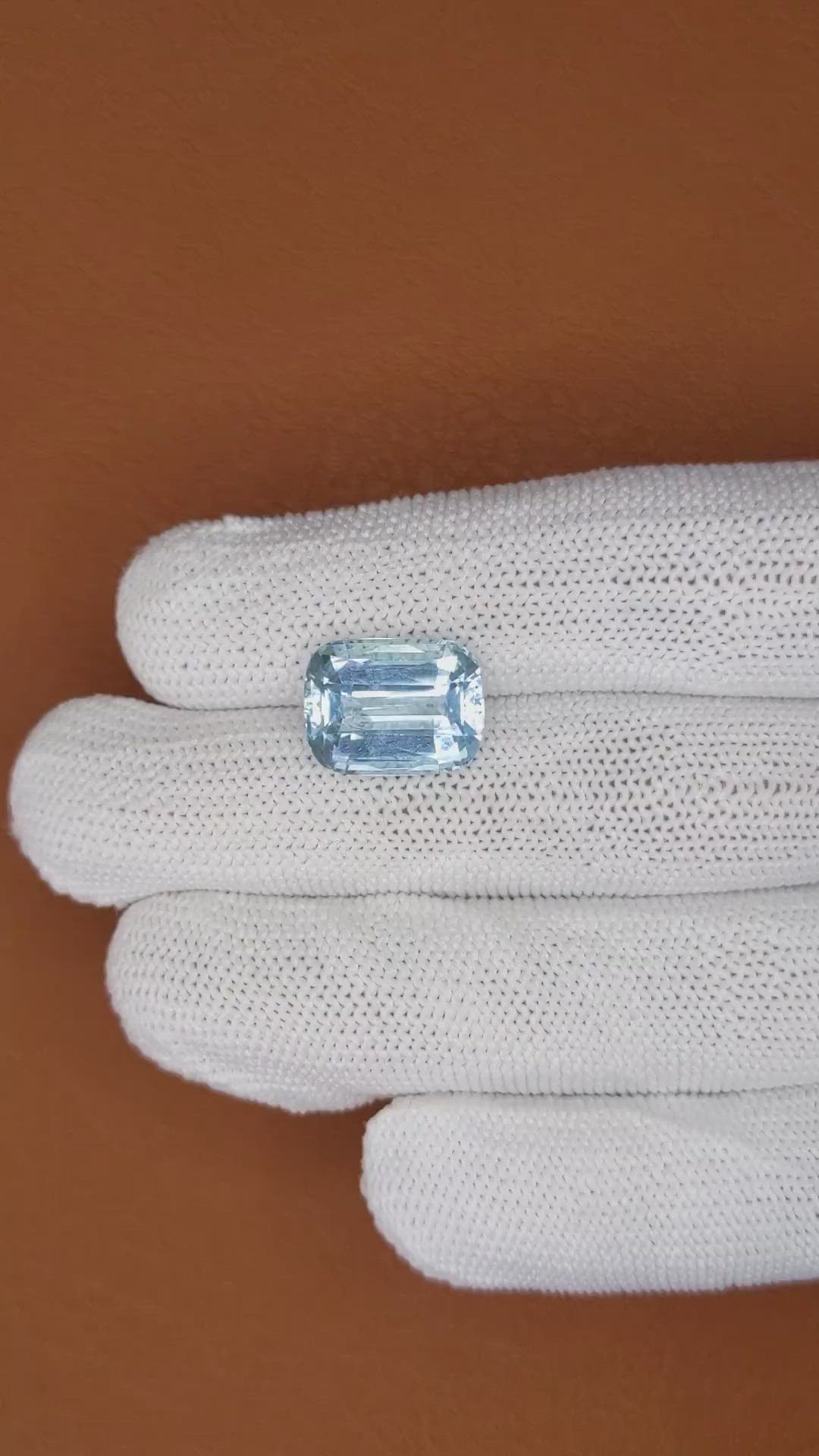 7.97 Ct. Blue Aquamarine from Brazil Size Video