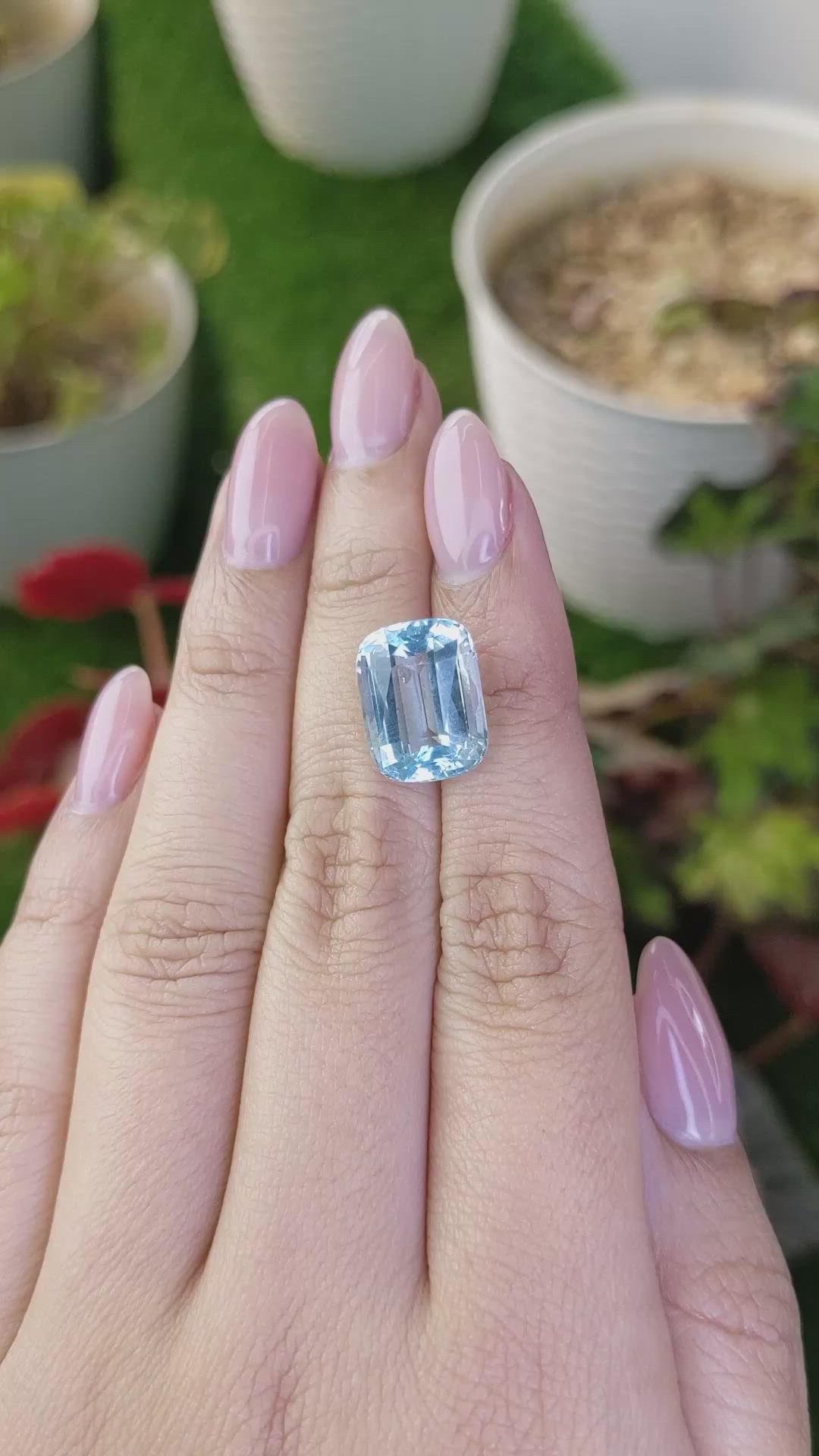 7.97 Ct. Blue Aquamarine from Brazil Size Video