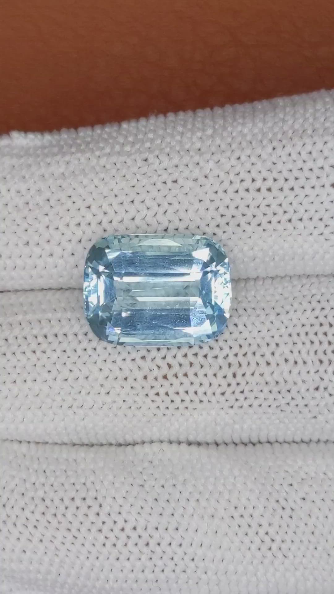 7.97 Ct. Blue Aquamarine from Brazil Size Video