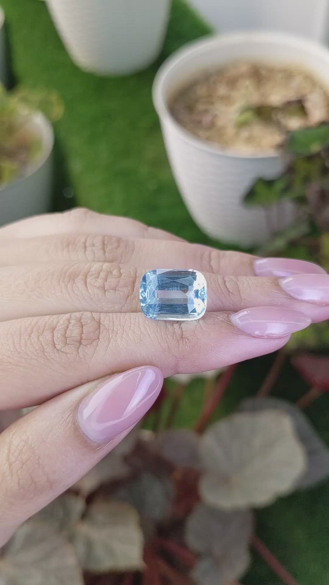 7.97 Ct. Blue Aquamarine from Brazil Size Video