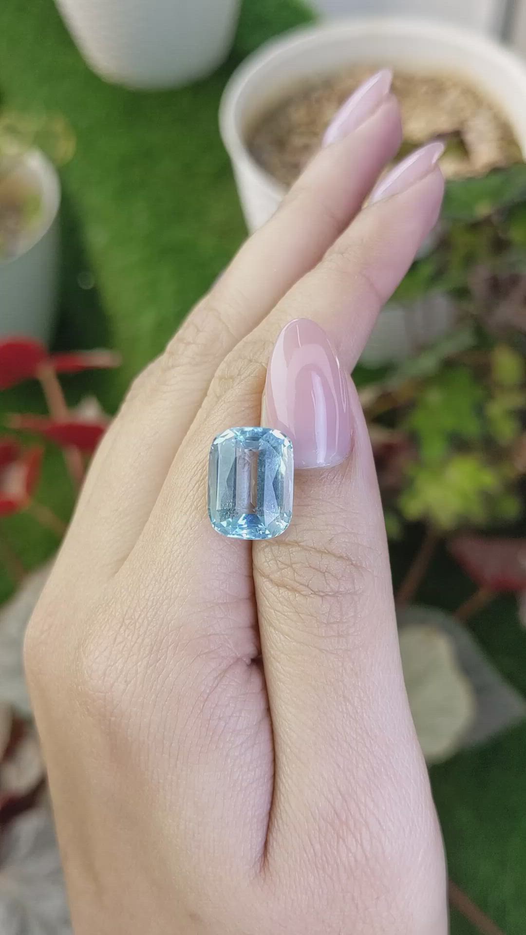 7.97 Ct. Blue Aquamarine from Brazil Size Video