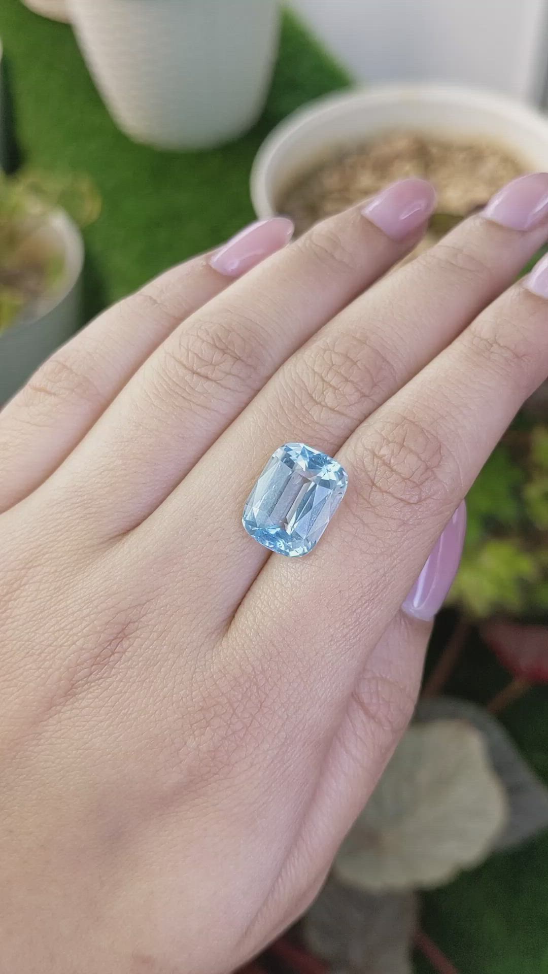 7.97 Ct. Blue Aquamarine from Brazil Size Video