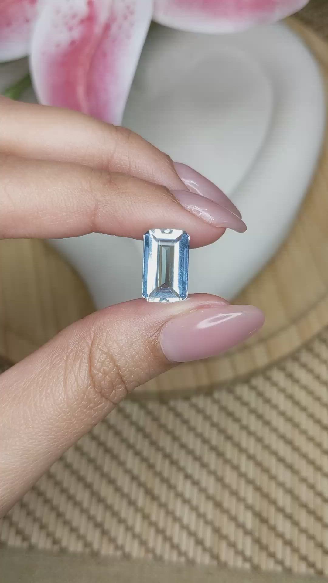3.38 Ct. Blue Aquamarine from Brazil Size Video
