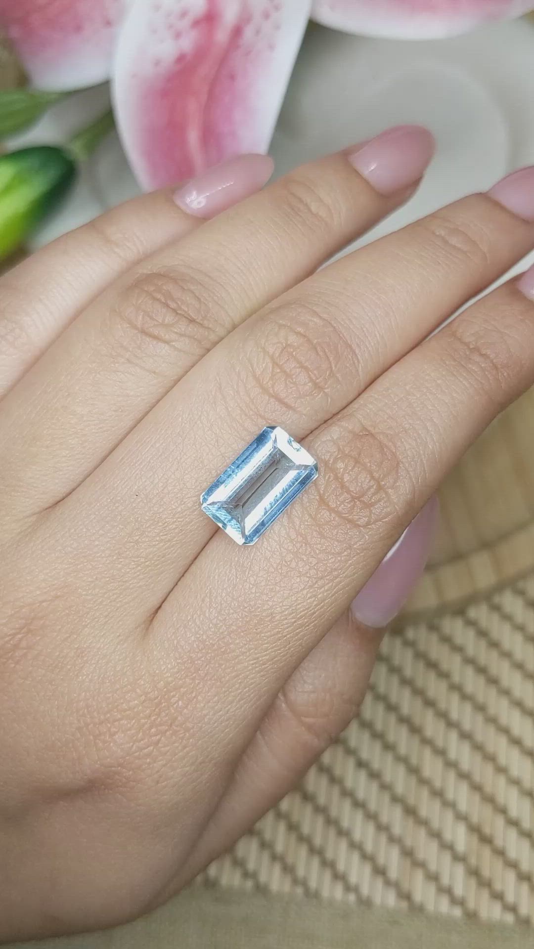 3.38 Ct. Blue Aquamarine from Brazil Size Video