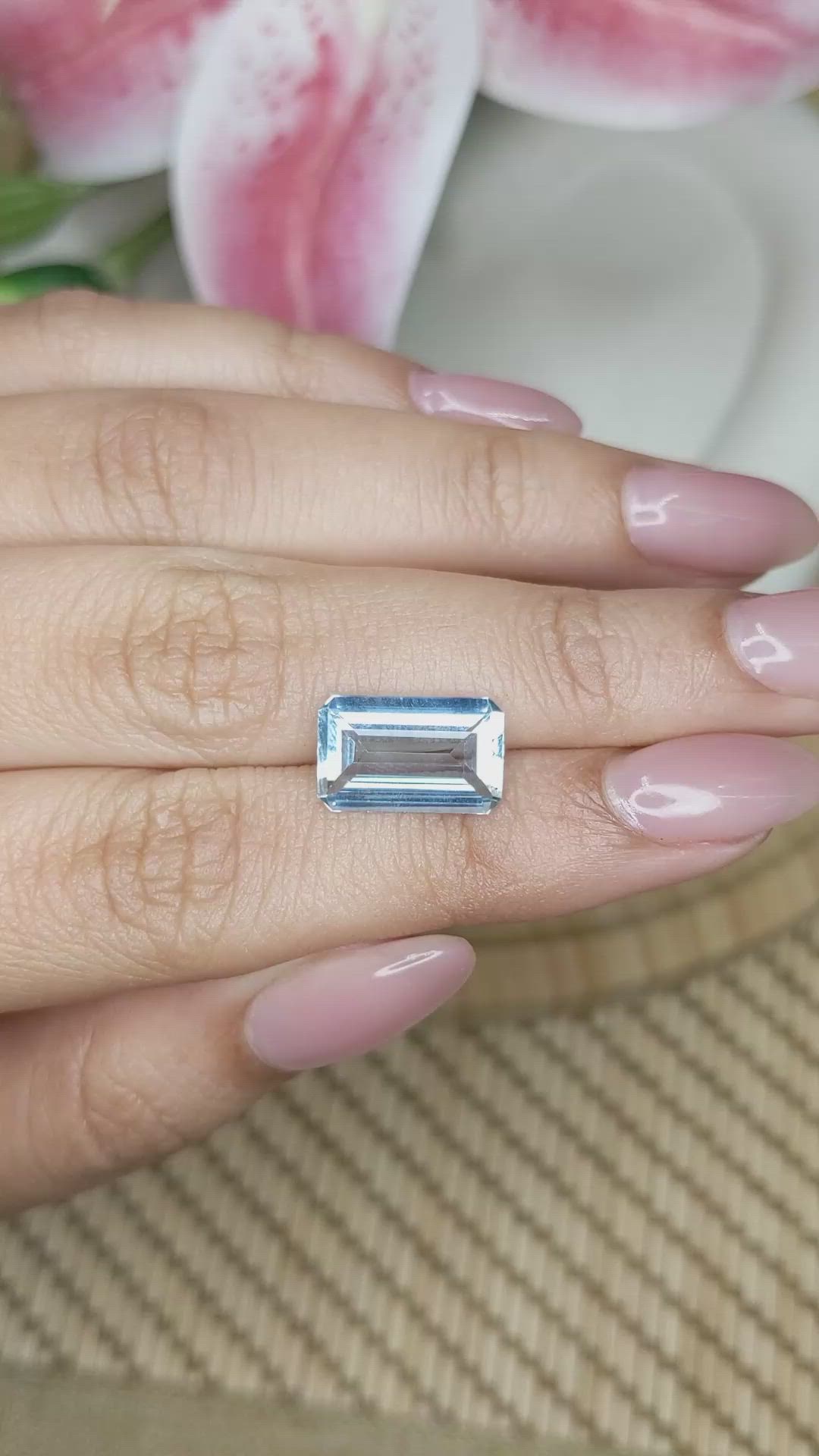 3.38 Ct. Blue Aquamarine from Brazil Size Video