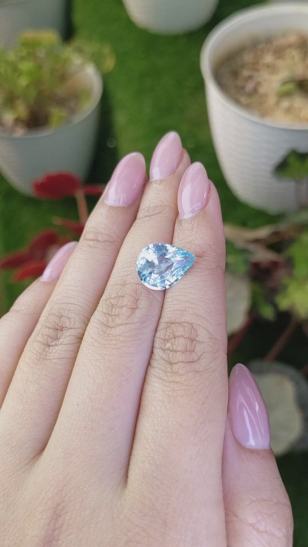 3.81 Ct. Blue Aquamarine from Brazil Size Video