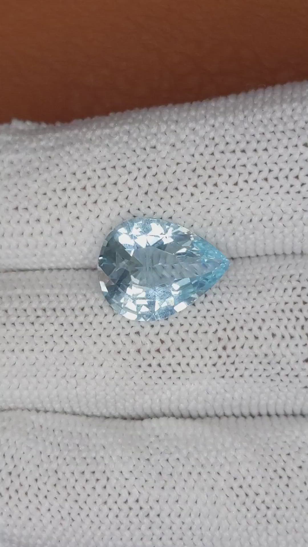 3.81 Ct. Blue Aquamarine from Brazil Size Video