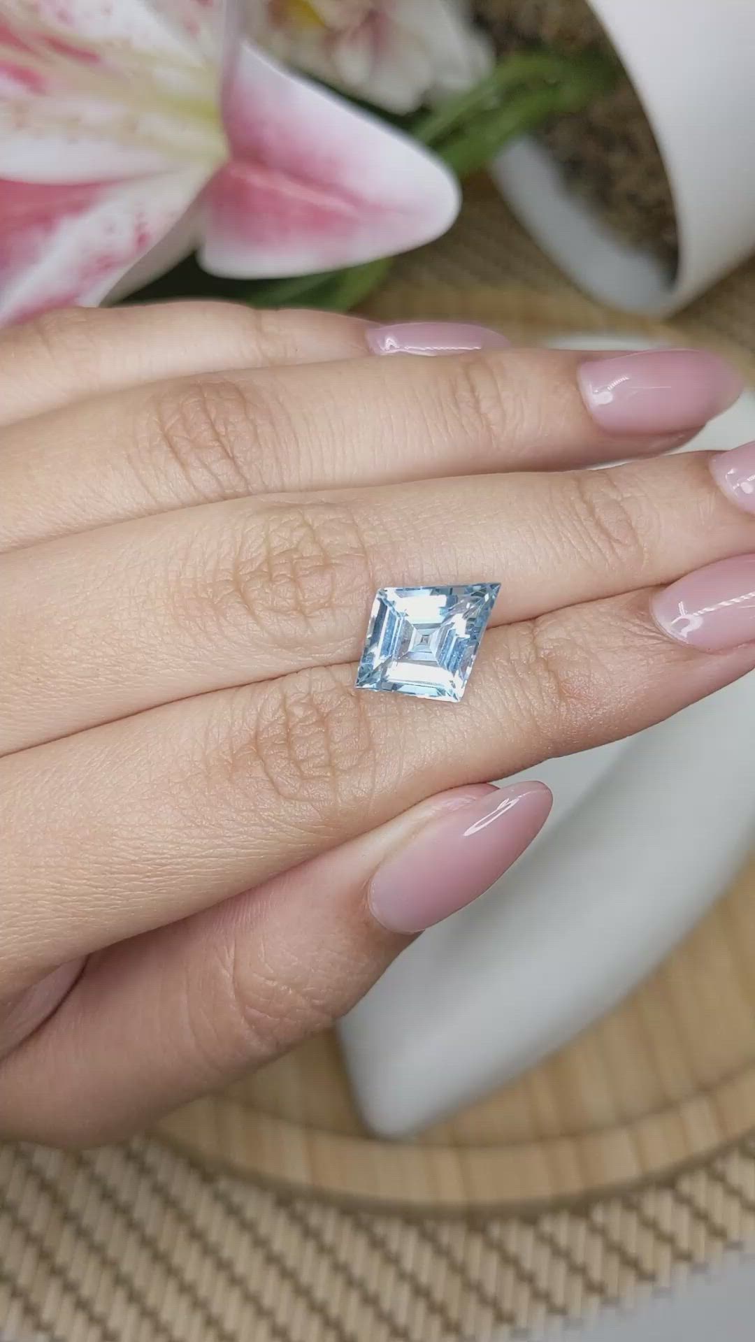 3.84 Ct. Blue Aquamarine from Brazil Size Video