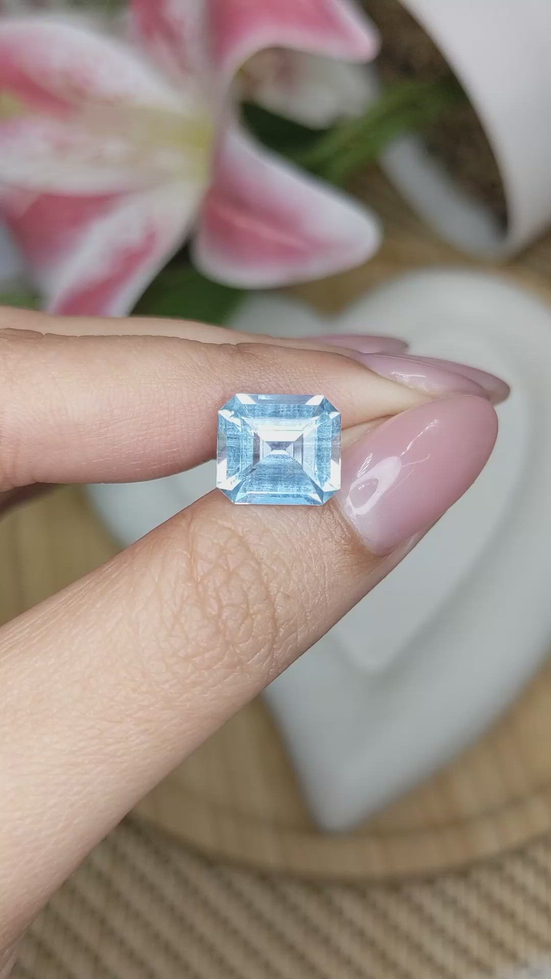 4.14 Ct. Blue Aquamarine from Brazil Size Video