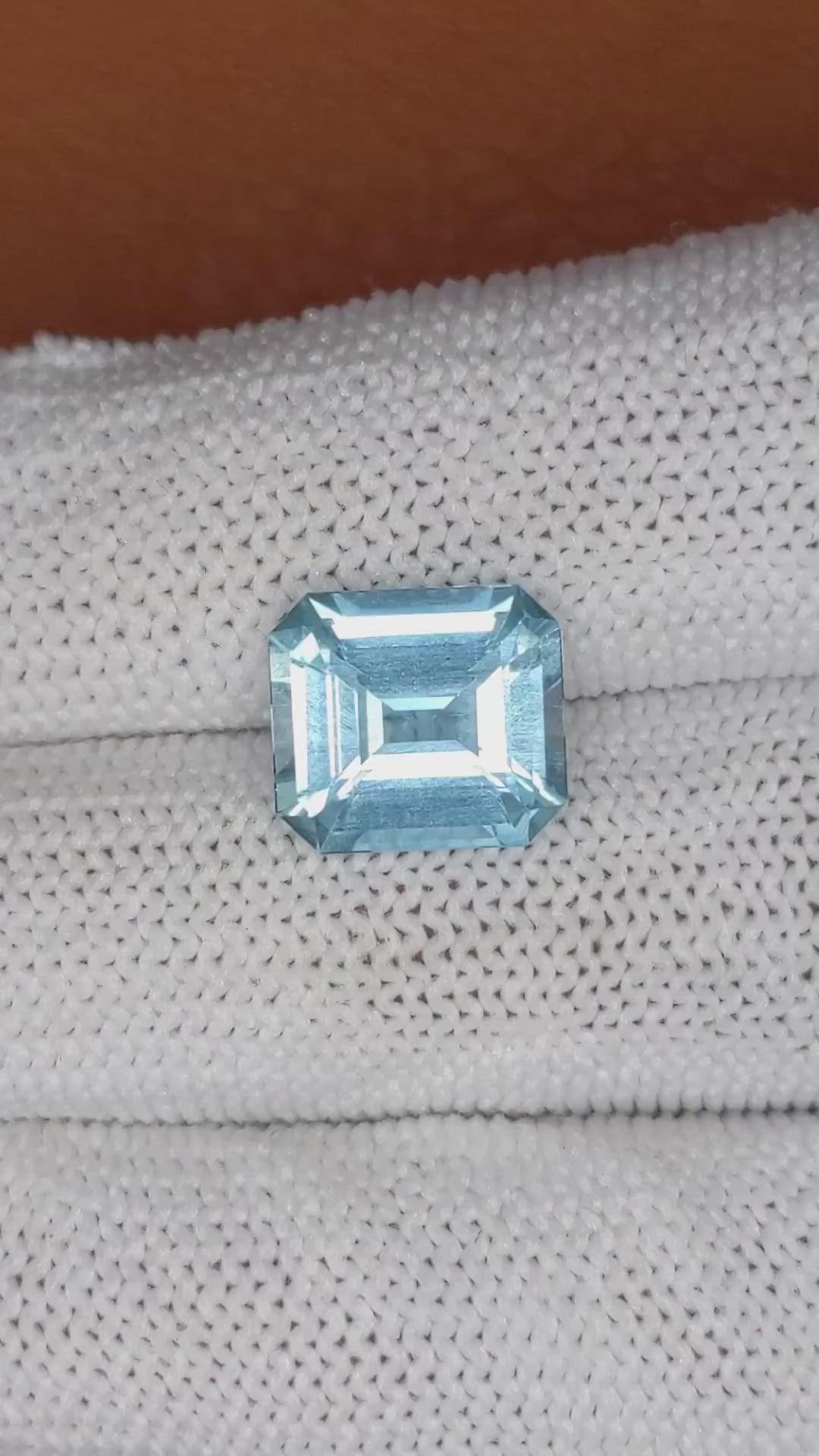 4.14 Ct. Blue Aquamarine from Brazil Size Video