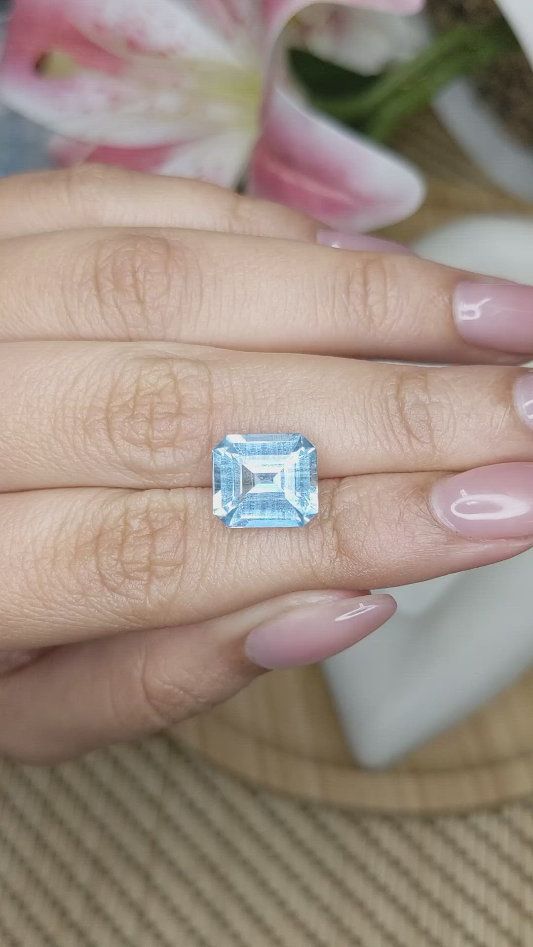 4.14 Ct. Blue Aquamarine from Brazil Size Video