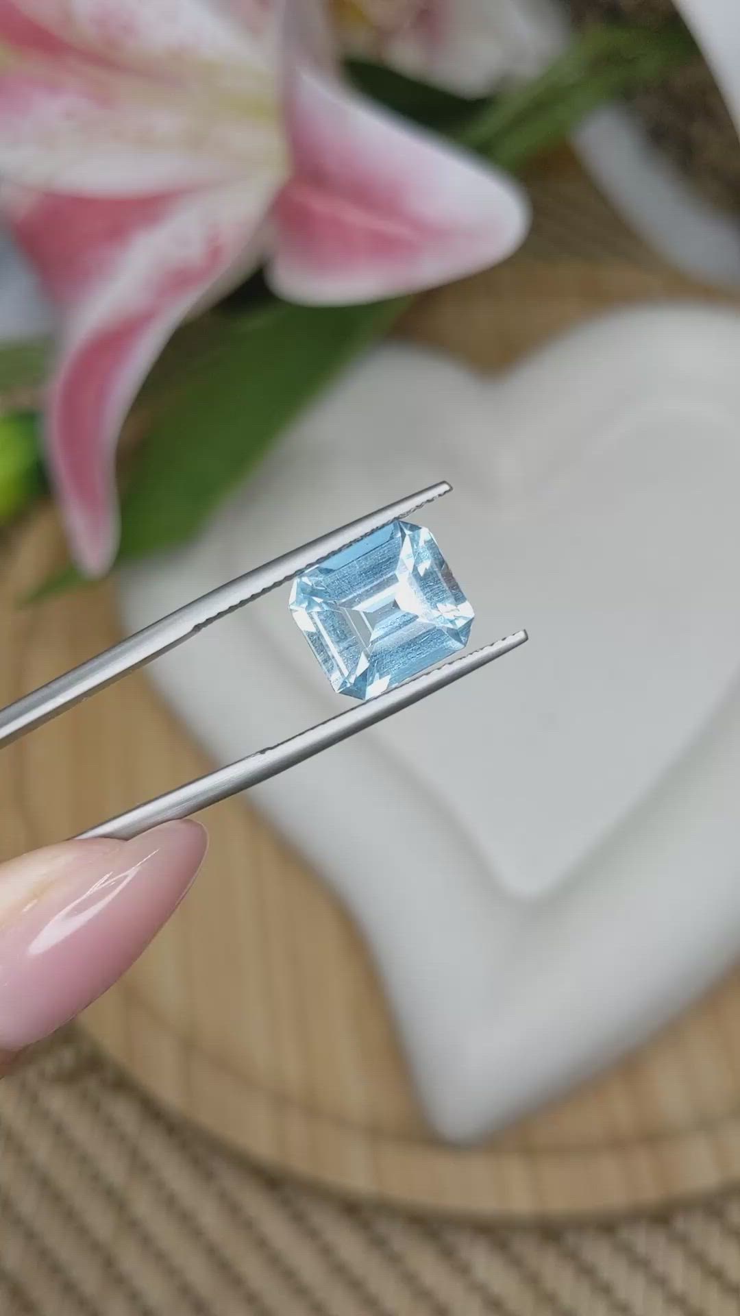 4.14 Ct. Blue Aquamarine from Brazil Size Video