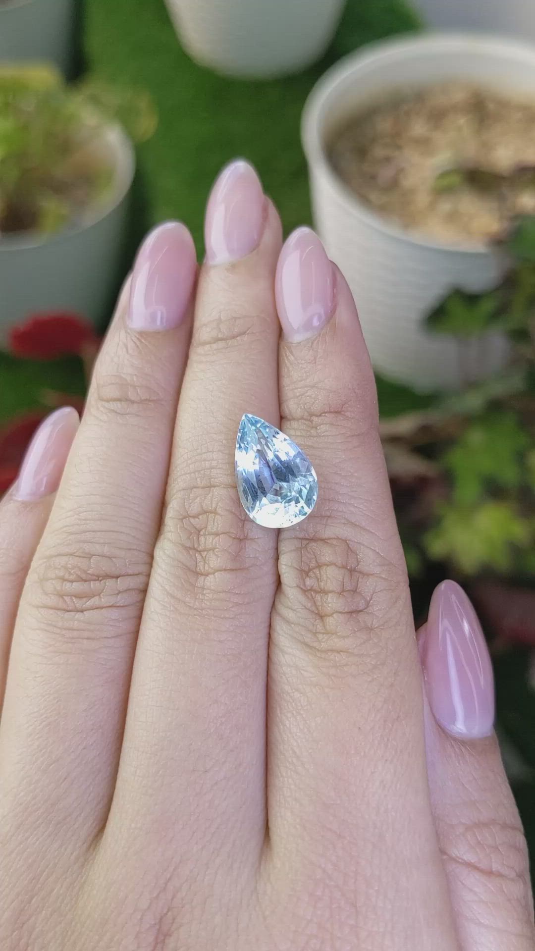 4.76 Ct. Blue Aquamarine from Brazil Size Video