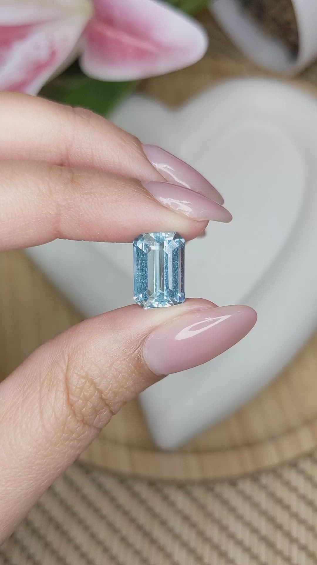 4.42 Ct. Blue Aquamarine from Brazil Size Video