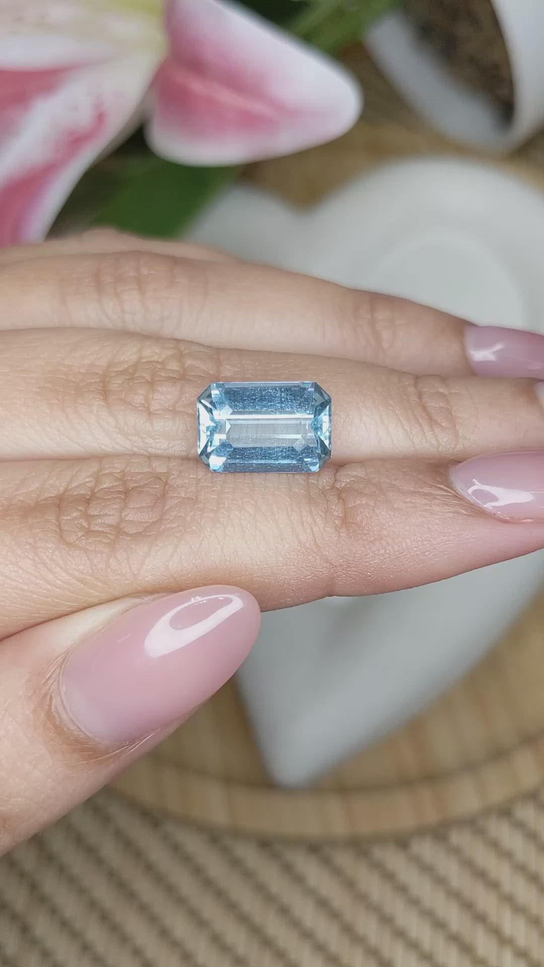 4.42 Ct. Blue Aquamarine from Brazil Size Video
