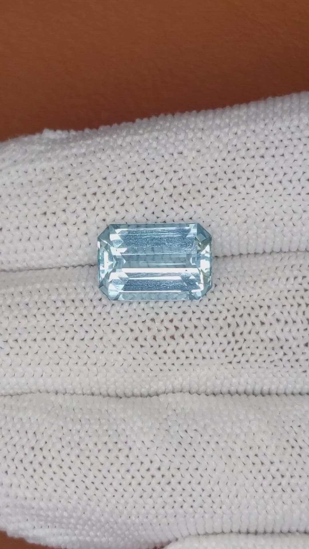 4.42 Ct. Blue Aquamarine from Brazil Size Video