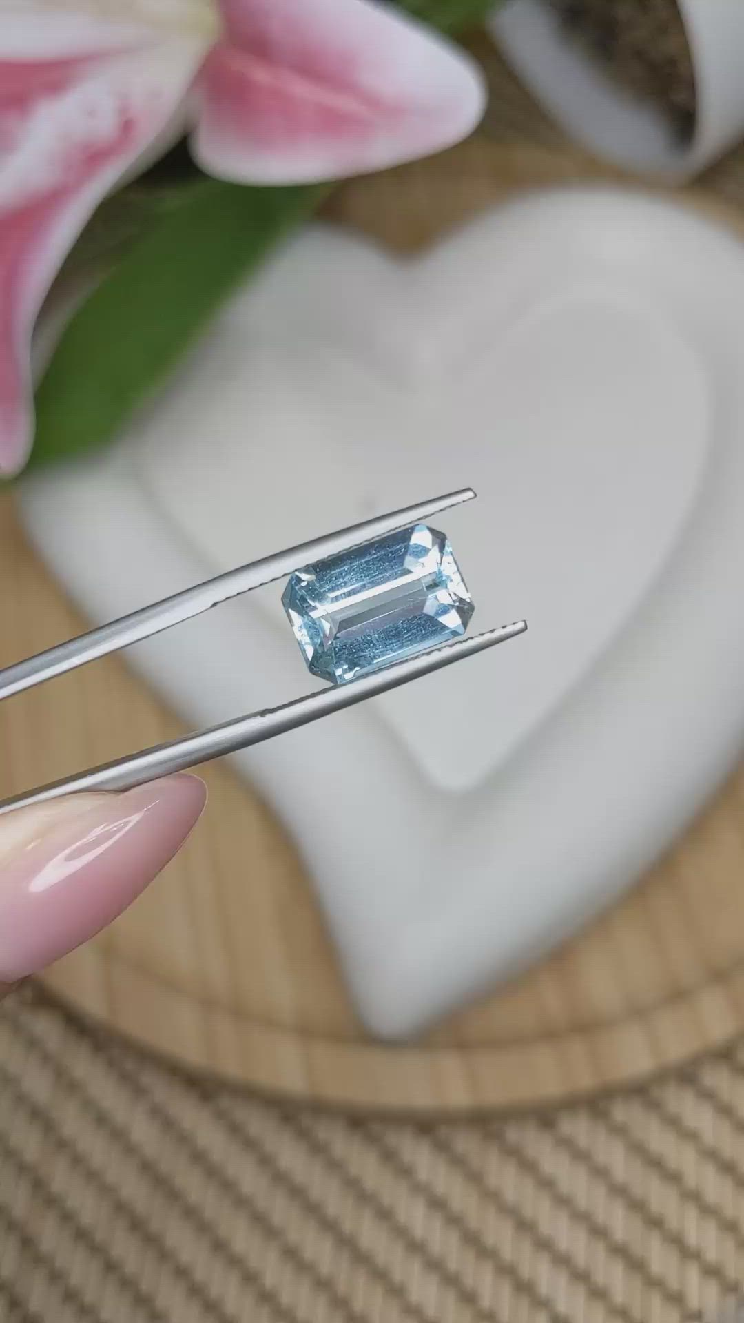 4.42 Ct. Blue Aquamarine from Brazil Size Video